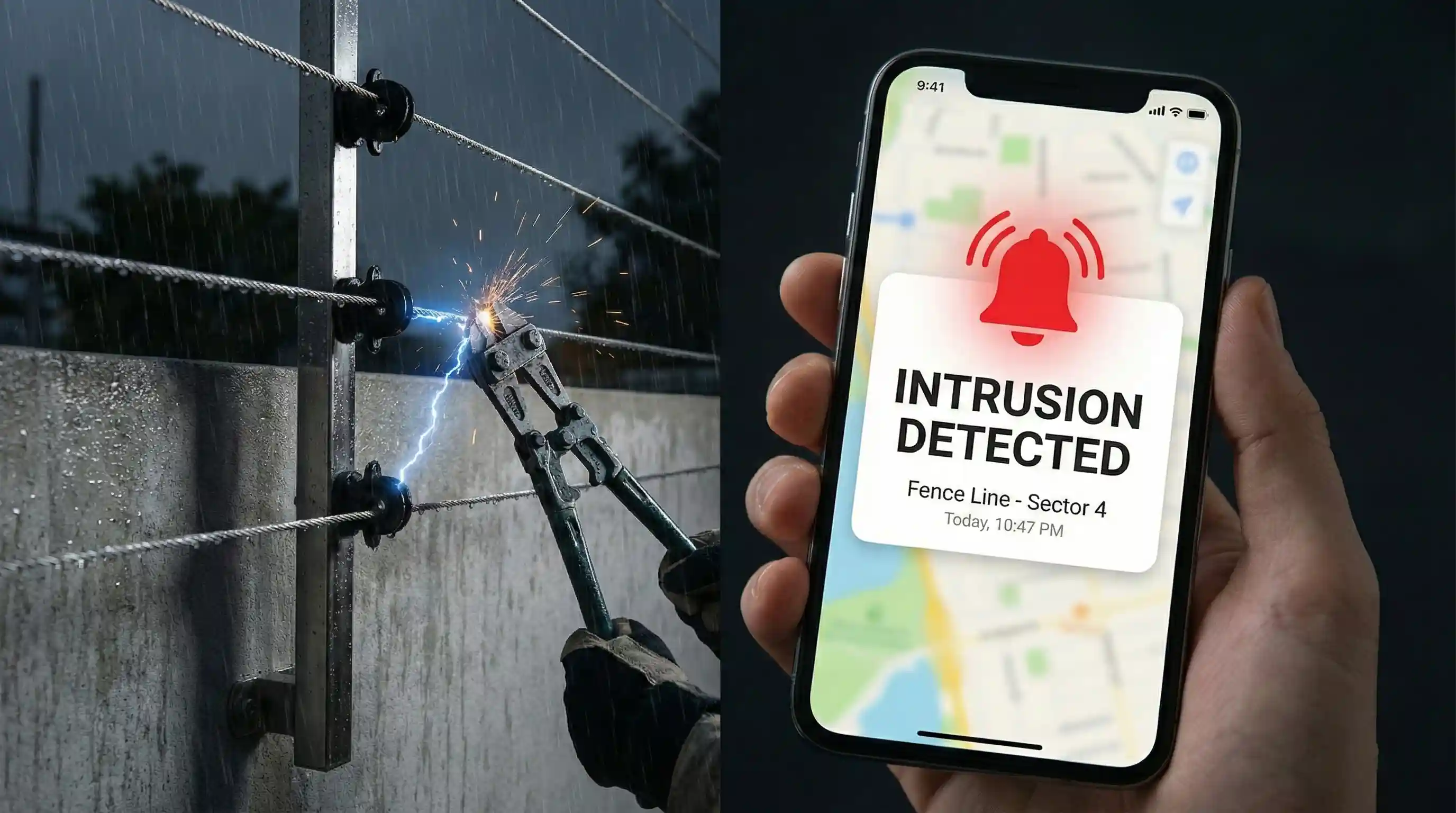 smartphone showing notifications following fence tamper