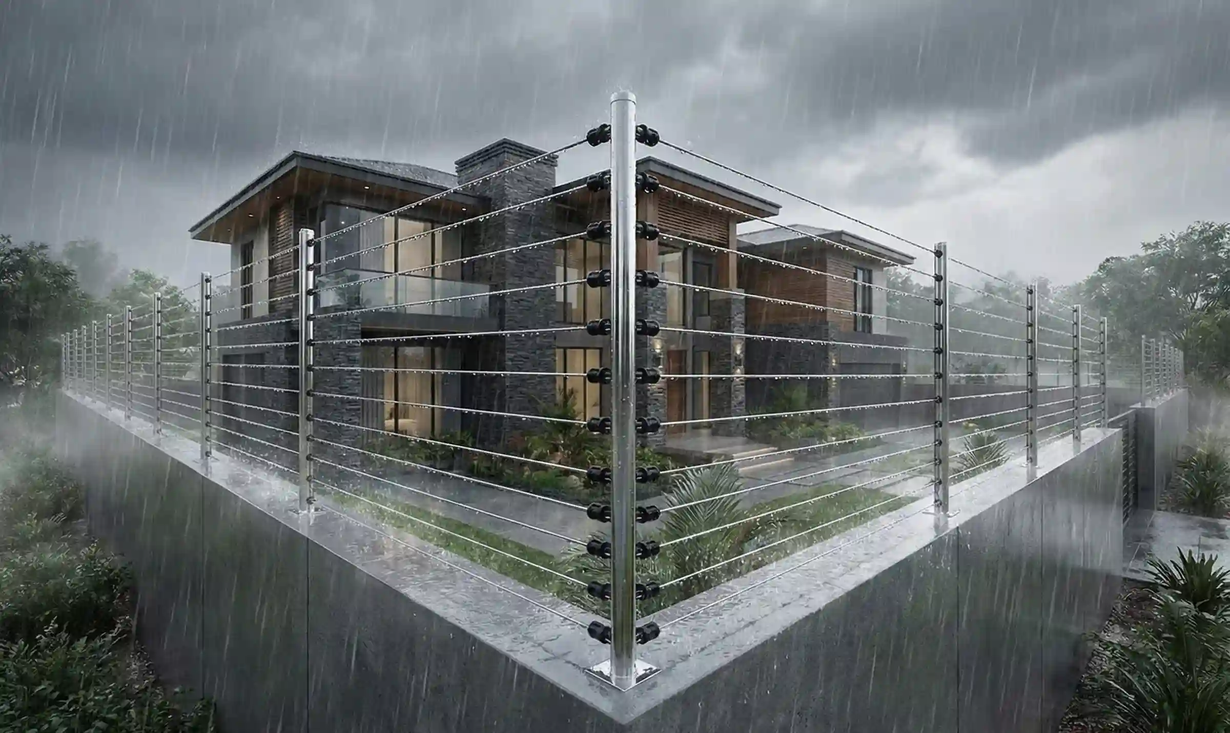 Rugged weather but electric fence standing tall and mighty