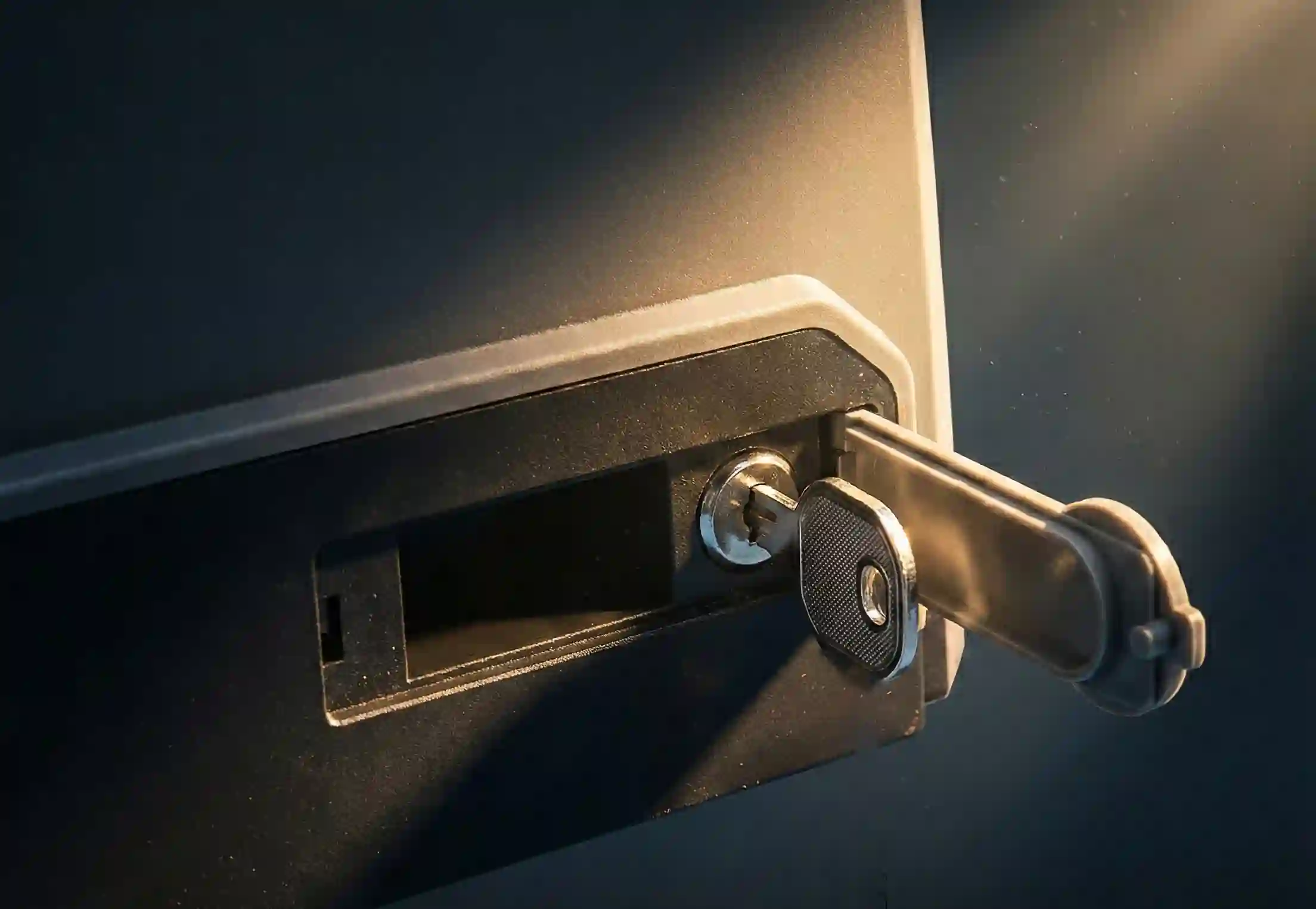 closeup of key opening a sliding motor