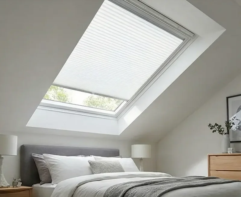 Remote controlled cellular blinds for hard-to-reach skylights
